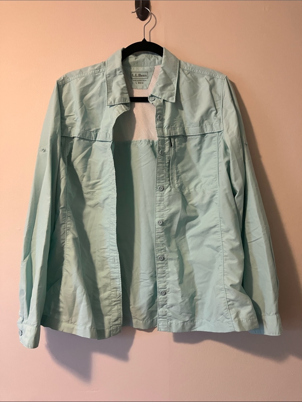 L.L. Bean Mint Green Lightweight Women's Button-Down Quick Dry Tropicwear Shirt
